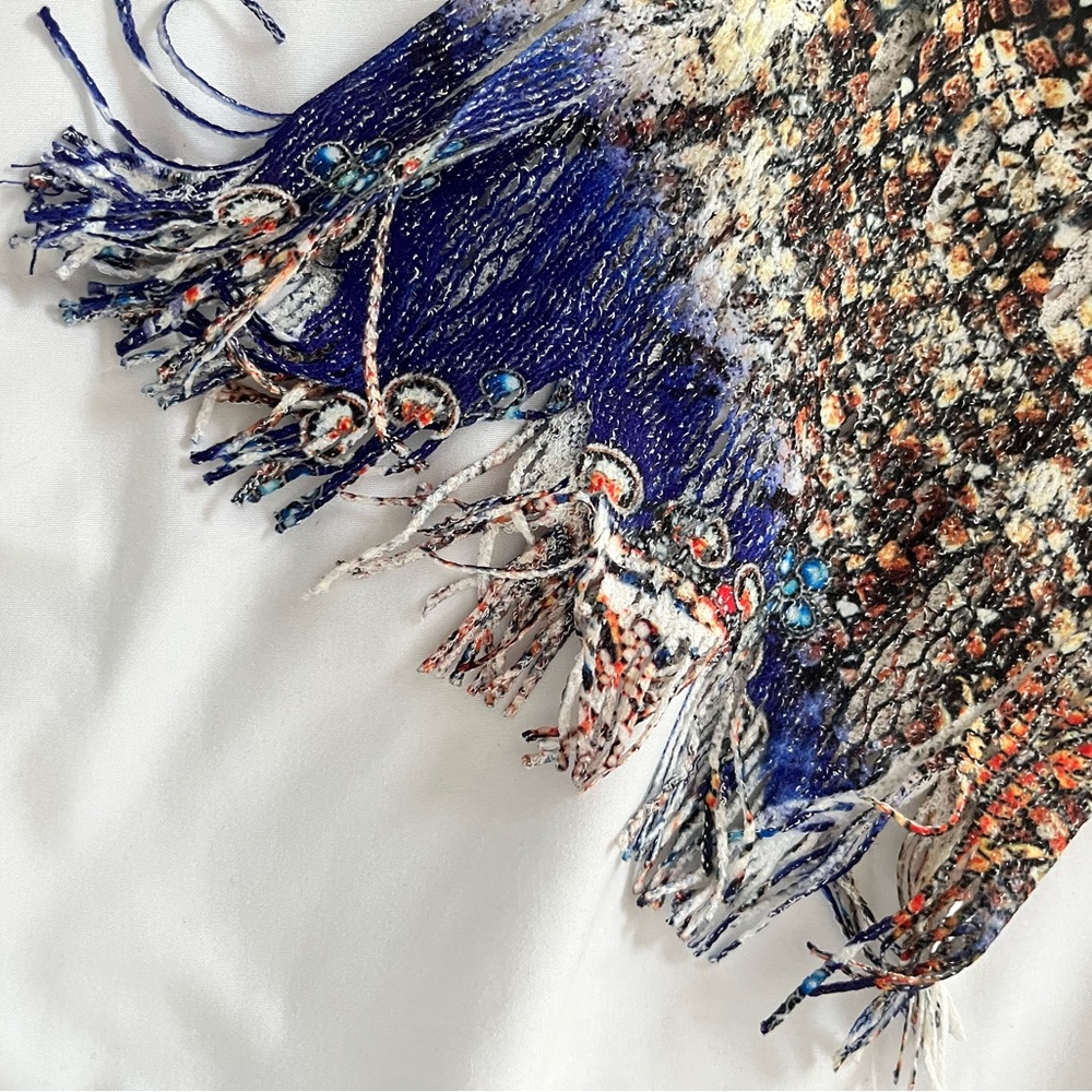 Mushka by Sienna Rose Fringe Tunic Top Cover Up Women’s L Blue Multi Color NWT - Picture 6 of 6